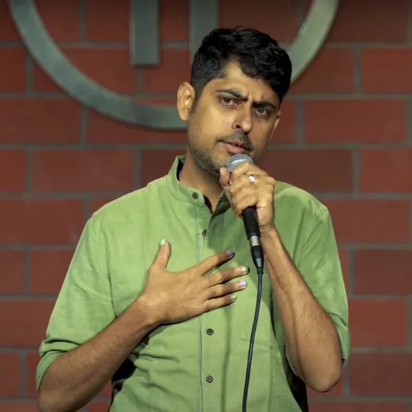 Varun Grover performing stand-up